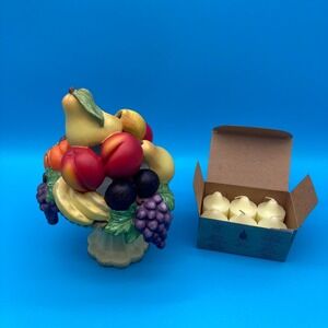 Vtg Partylite Fruit Harvest Medley Candle Holder & Box of 6 Pineapple Votives
